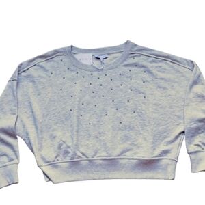 NWT‎ Jessica Simpson Cropped Sweatshirt XL Heathered Grey Studded